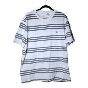 NWT Lacoste Stripe Regular Fit Cotton/Linen Blend Pull Over Shirt Size XXL